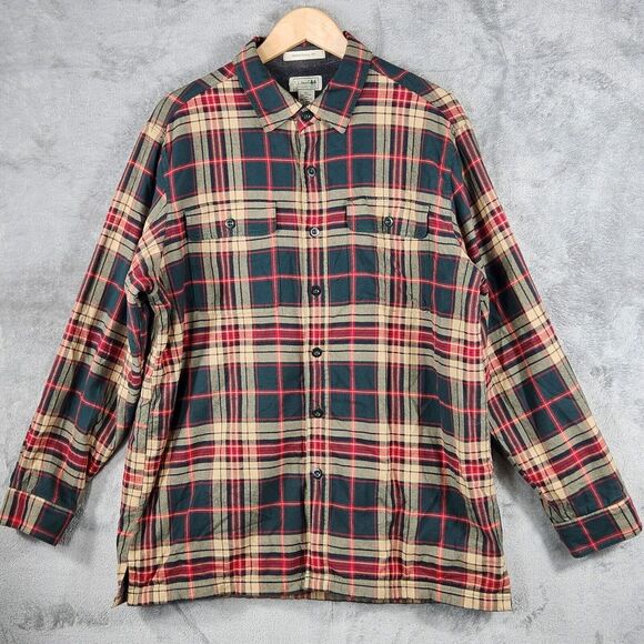 L.L. Bean Other - LL Bean Shirt Mens Large Fleece Lined Flannel Button Up Long Sleeve Plaid Tartan
